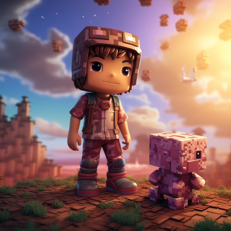 Foto um personagem de lego com uma caixa de legos na cabeça