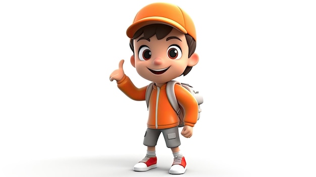 Um personagem de lego com uma mochila e um chapéu laranja.