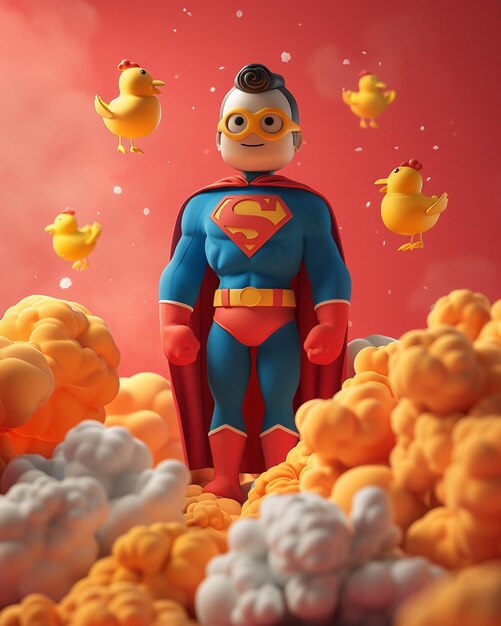 Foto um personagem de super-herói 3d caprichoso com um poder ligeiramente ridículo