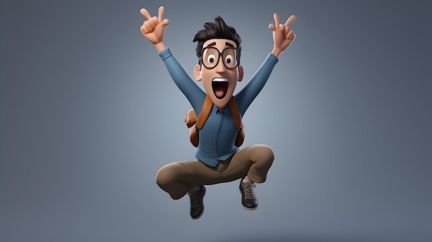 Foto um personagem demonstrando excitação com um gesto animado