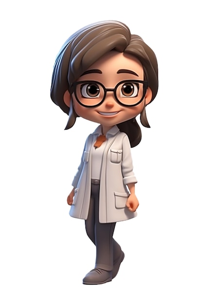 Um personagem médico fofo em uniforme isolado em fundo branco