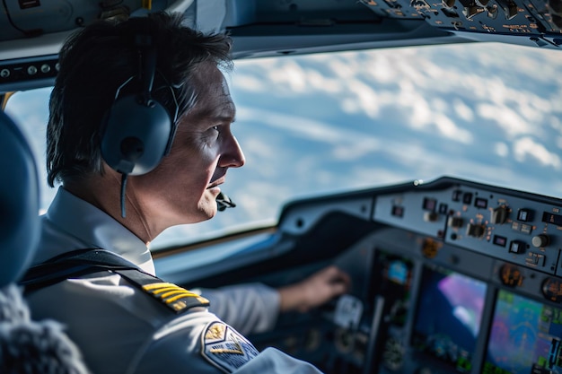 Um piloto de avião a voar