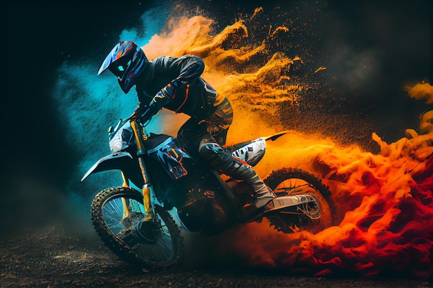 Um piloto de motocross andando de motocross bikegenerative ai