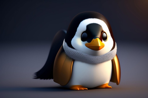 Um pinguim com um lenço no pescoço