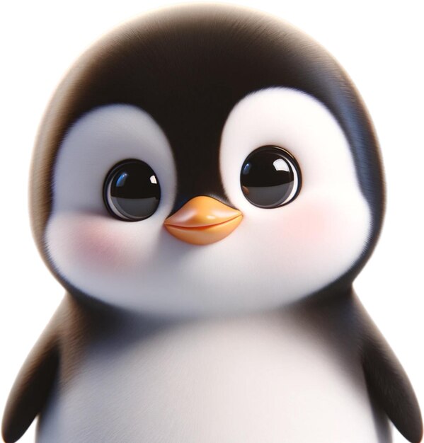 um pinguim com uma cabeça preta e um olho branco e um olhar preto