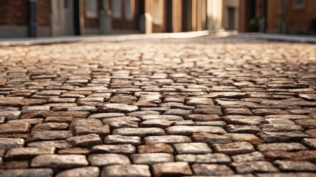 Foto um pintoresco caminho de pedra feito de paralelepípedos e tijolos, um testemunho da herança arquitetônica, criando um fundo texturizado para cenas urbanas.