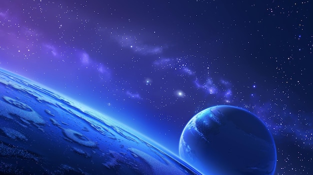 Um planeta com o universo ao fundo.