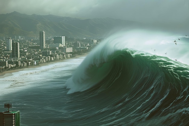 Um poderoso tsunami oceânico