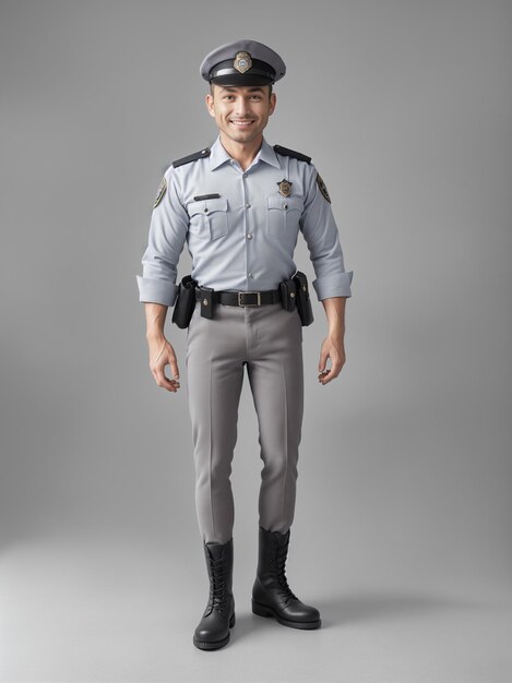 Um policial de uniforme.