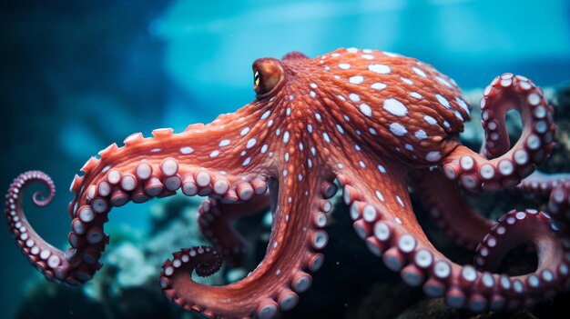 um polvo está sentado em uma rocha no oceano