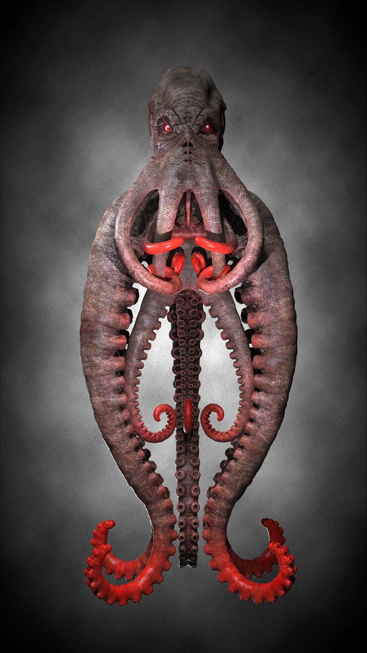 Foto um polvo gigante do oceano. ilustrações 3d