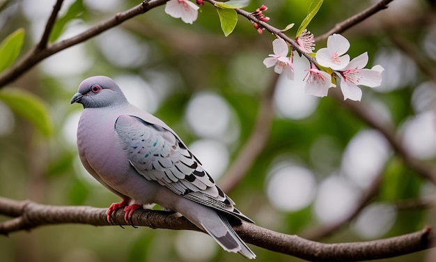 Um pombo entre as flores