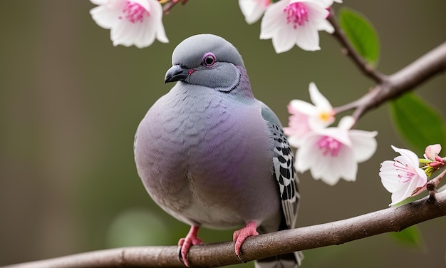 Um pombo entre as flores