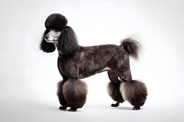 Um poodle preto com um top fofo