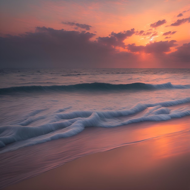 Um pôr do sol com o sol se pondo sobre o oceano