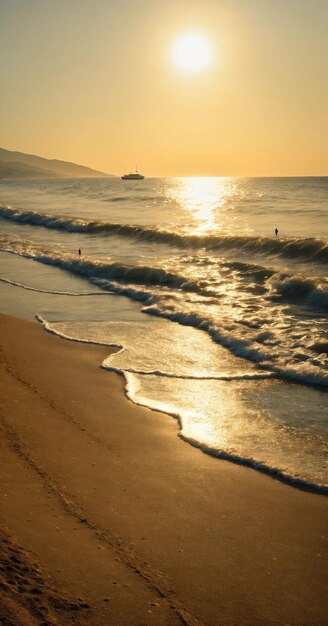 Um pôr-do-sol na praia