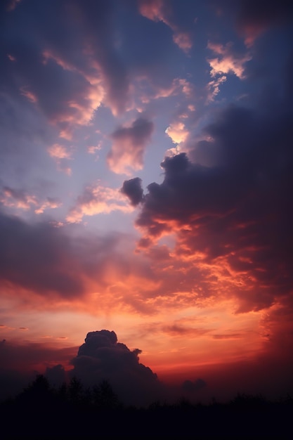 Um pôr do sol rosa com uma nuvem colorida