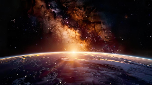 Um pôr-do-sol sobre a terra