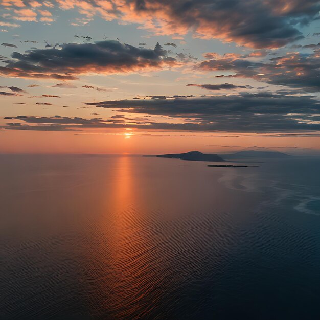 um pôr-do-sol sobre um corpo de água com um sol a pôr-se sobre o horizonte