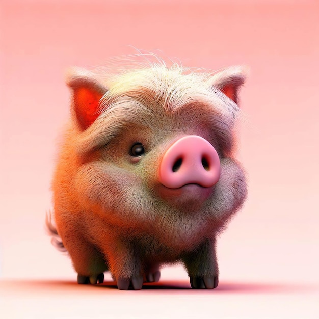 Um porco com um fundo rosa e a palavra porco nele