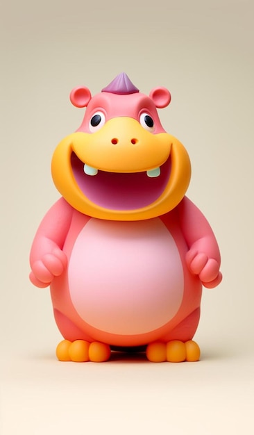 Um porco rosa com um grande sorriso no rosto