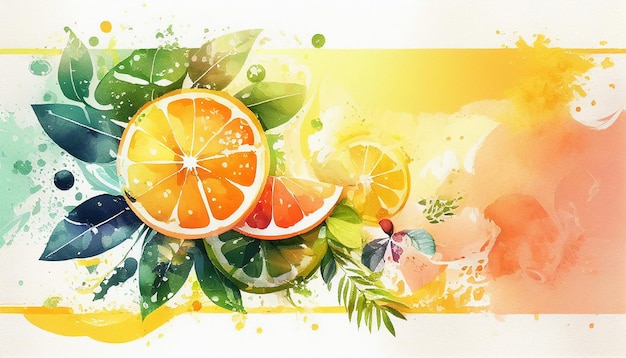 Um pôster colorido com laranjas e limões