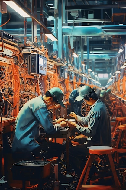 um pôster de uma fábrica chamada empresa de trabalhadores