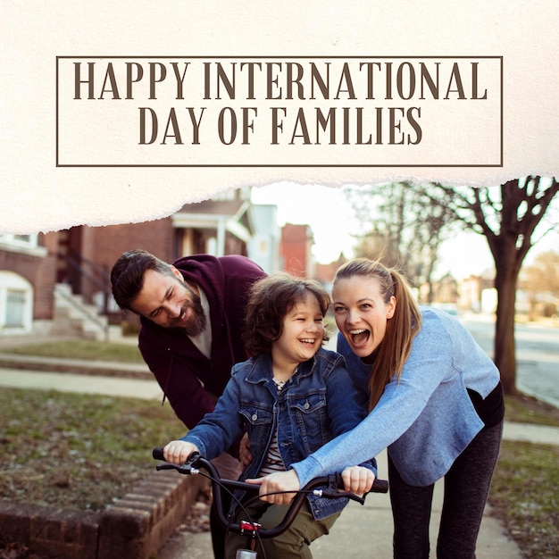 Foto um pôster para o dia internacional das famílias é intitulado ser uma família significa que você faz parte de sua vida.