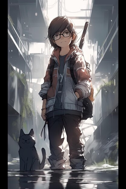 Poster Menina de Gato de Anime Bonita