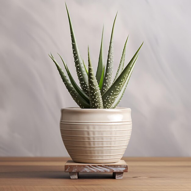 Foto um pote com uma planta sobre ele que é feito por suculentas