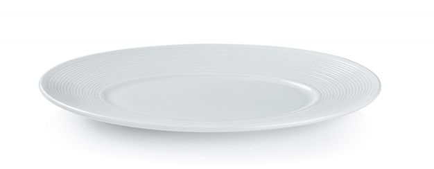 Foto um prato branco sobre um fundo branco