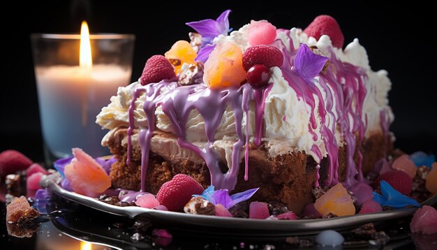 Foto um prato colorido de sobremesas gourmet caseiras para comemoração de aniversário gerado por ia