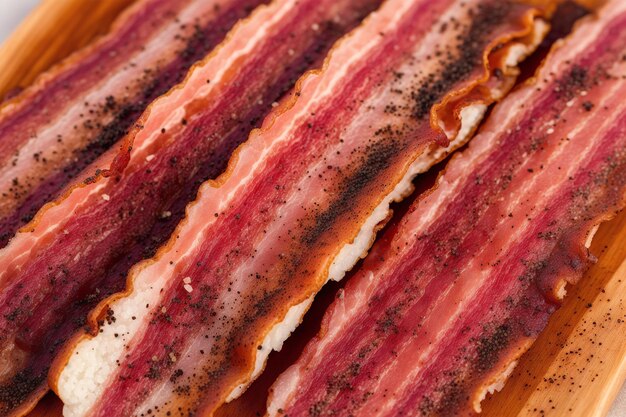 Um prato de bacon com a palavra bacon