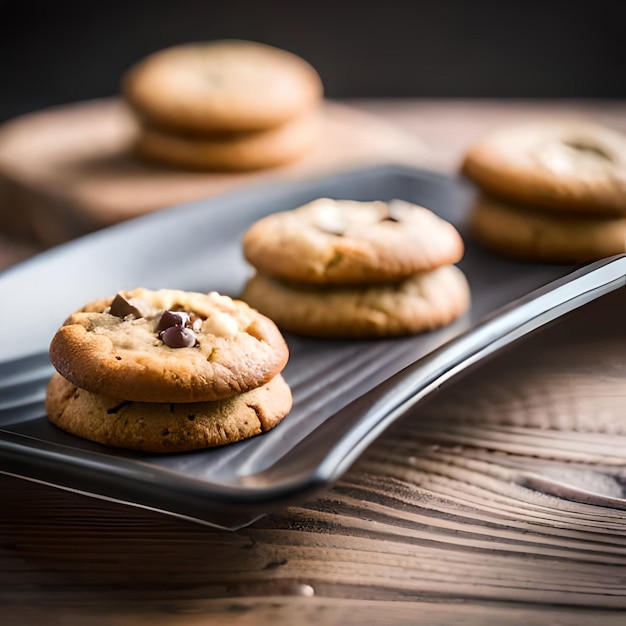 Um prato de biscoitos de chocolate