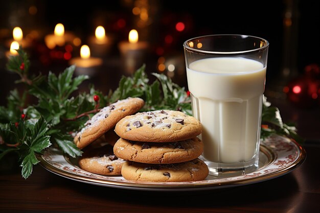 Um prato de biscoitos e delícias para a mesa festiva