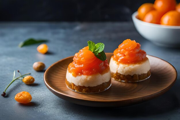 Foto um prato de comida com cream cheese e hortelã