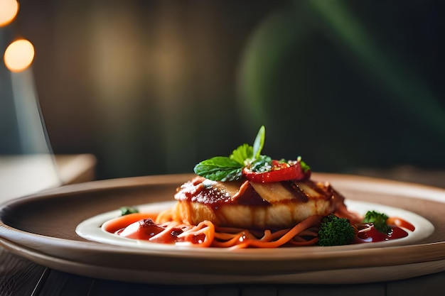 Foto um prato de comida com frango e legumes