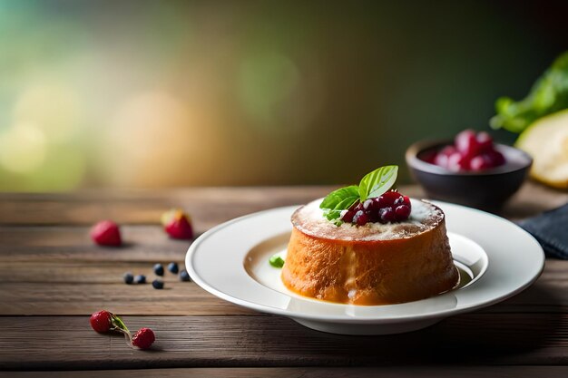 Foto um prato de comida com frutas vermelhas e um prato de framboesas.