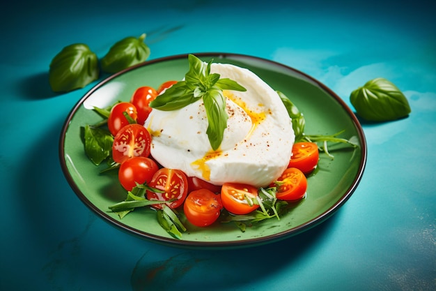 Foto um prato de comida com tomates e queijo