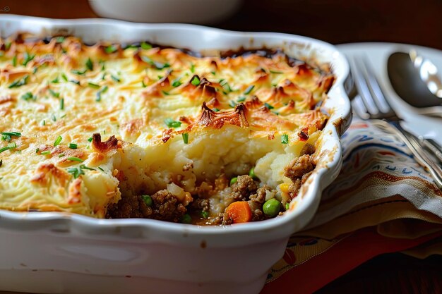 um prato de comida com um recipiente branco que diz comida