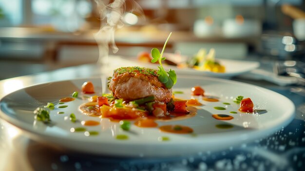 Foto um prato de comida com uma colher e um prato com comida nele