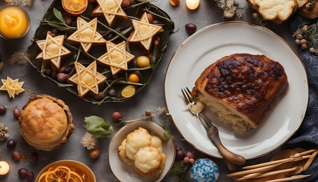 Foto um prato de comida com uma estrela em forma de estrela