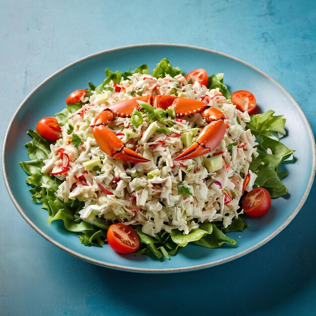 um prato de comida com uma salada nele