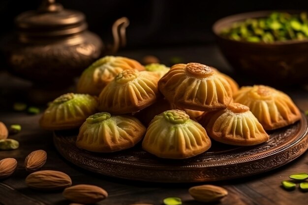 Foto um prato de comida com uma tigela de ervilhas verdes