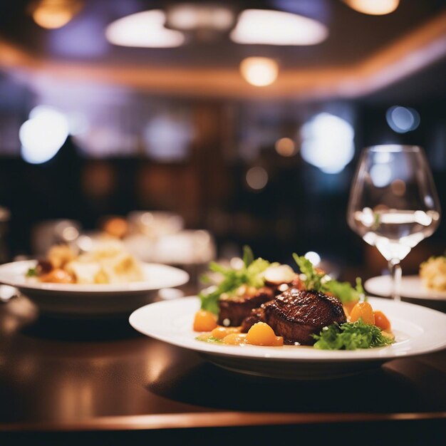 Foto um prato de frango em uma mesa de restaurante