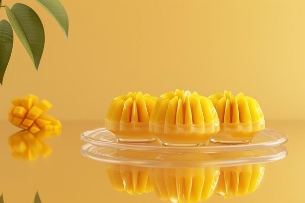 Um prato de frutas amarelas com um fundo amarelo