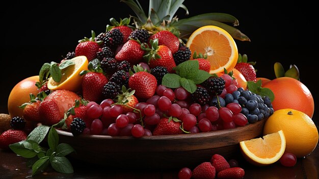 Foto um prato de frutas colorido