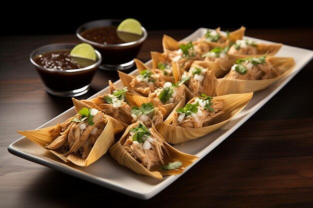 Um prato de mini tamales perfeito para aperitivos ou lanches