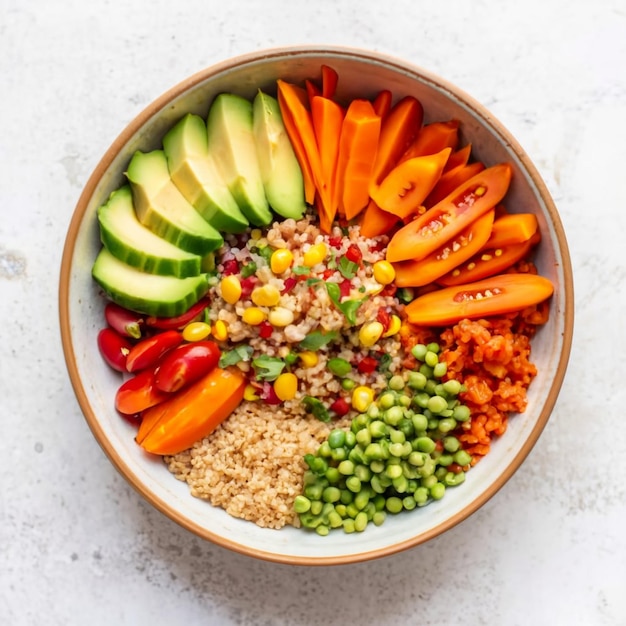 Foto um prato de quinoa colorido