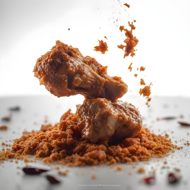 Foto um prato de rendang com fundo branco